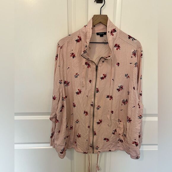 Torrid Pink Floral Stripe Twill Track Jacket 4X Ditsy Floral - Picture 6 of 16
